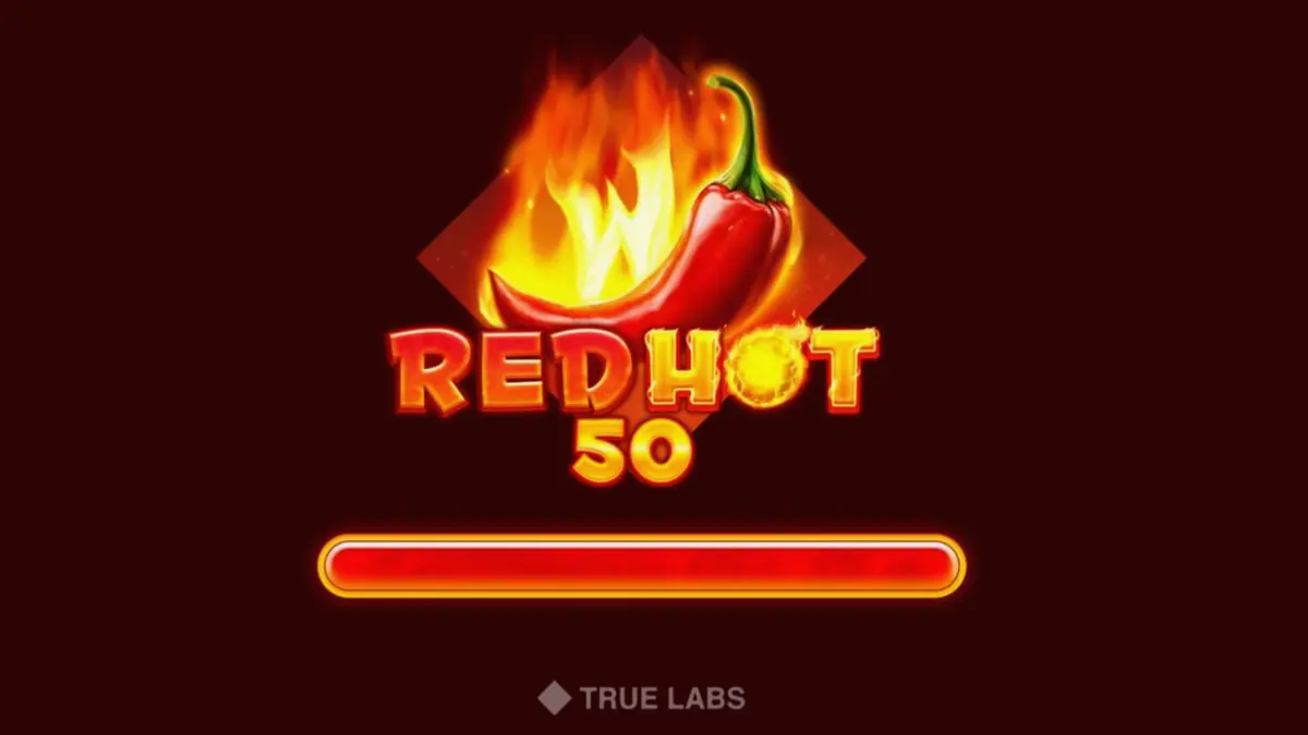 Tampilan visual slot Red Hot 50 dengan tema buah dan api